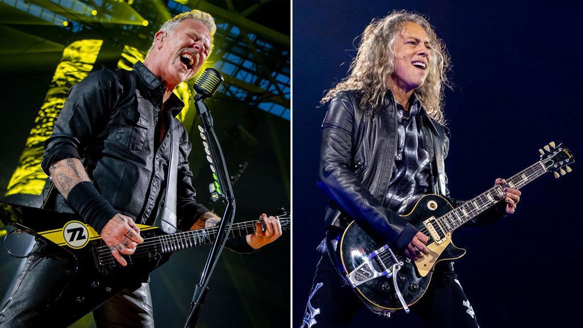 James Hetfield and Kirk Hammett debut unusual ESP and Gibson guitars in the start negate of M72 world tour